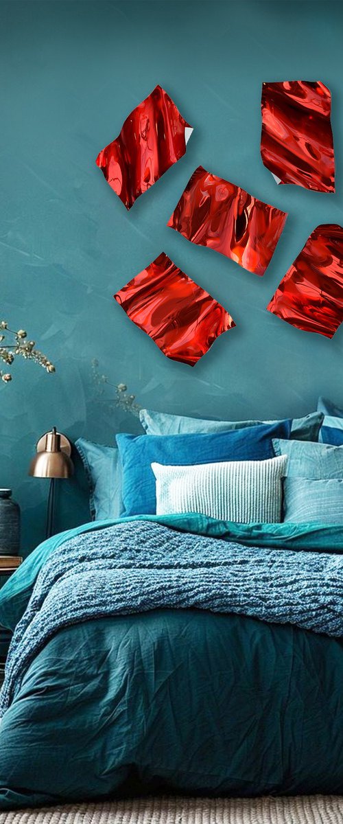 Scattered leaves In Red by Anna Sidi-Yacoub