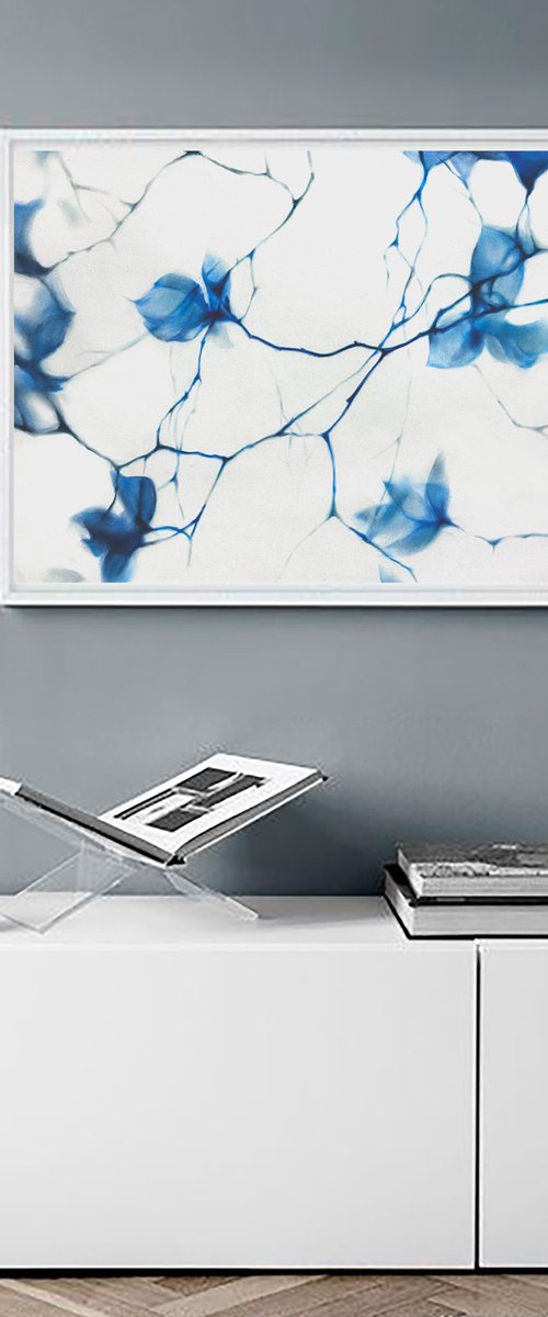 Fragile Blue Magnolia Cyanotype Style by Julia Shilo