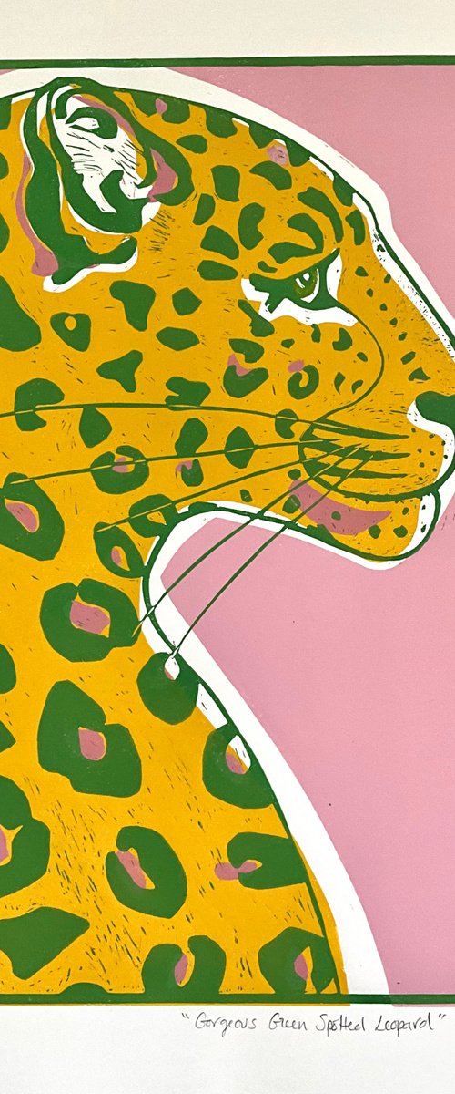 Gorgeous Green Spotted Leopard by Alison  Headley