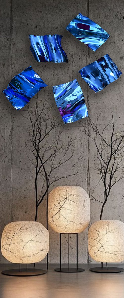 Scattered leaves In Light Blue by Anna Sidi-Yacoub