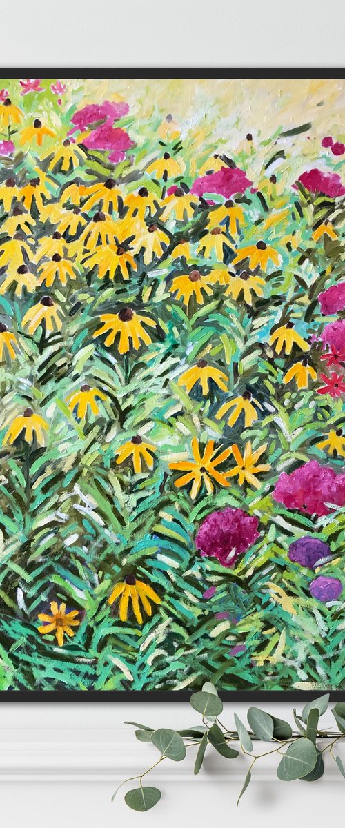 Yellow flowers in garden by Volodymyr Smoliak