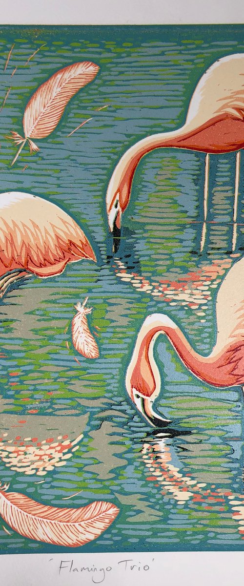 Flamingo Trio by Marian Carter