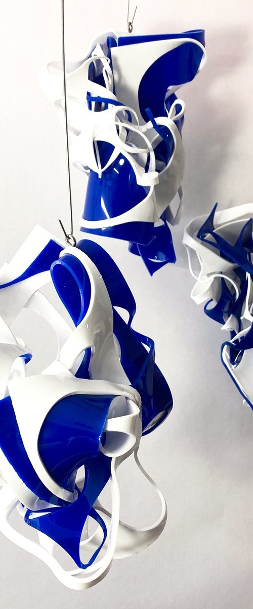 Azure Flux Kinetic Art Mobiles by Debra Ann