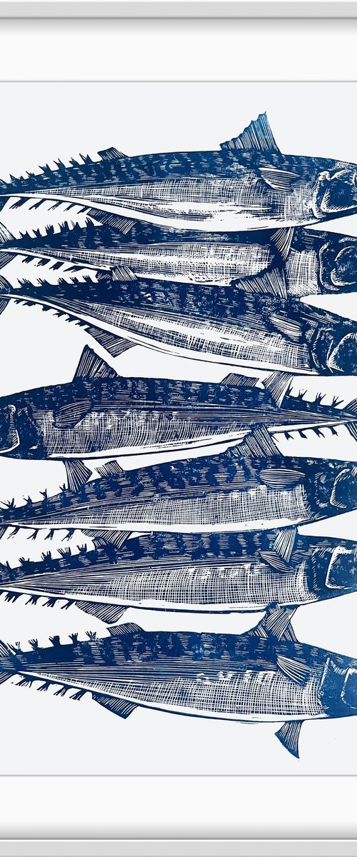 Holy Mackerel! Linocut Print by Amy Cundall