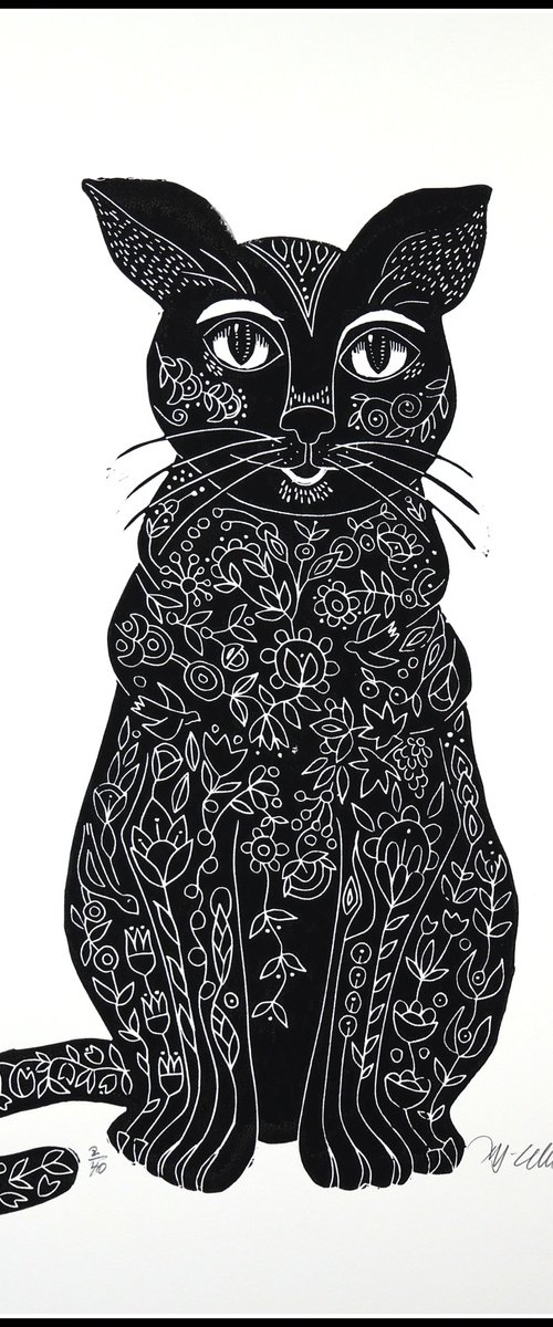 Black cat for good luck by Mariann Johansen-Ellis
