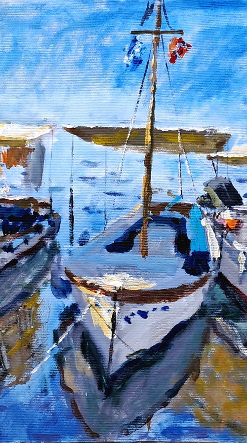 Boats of Hydra by Dimitris Voyiazoglou