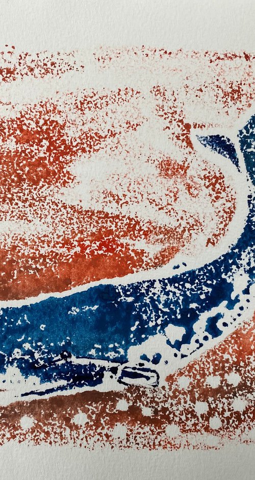 Whale mono print by Teresa Tanner
