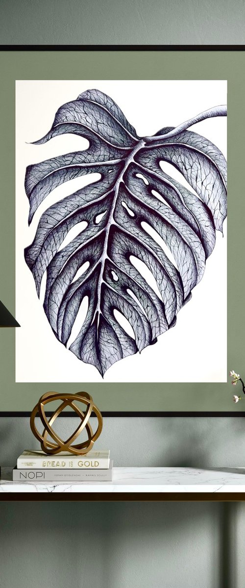 SINGLE MONSTERA LEAF by Maria Tuzhilkina