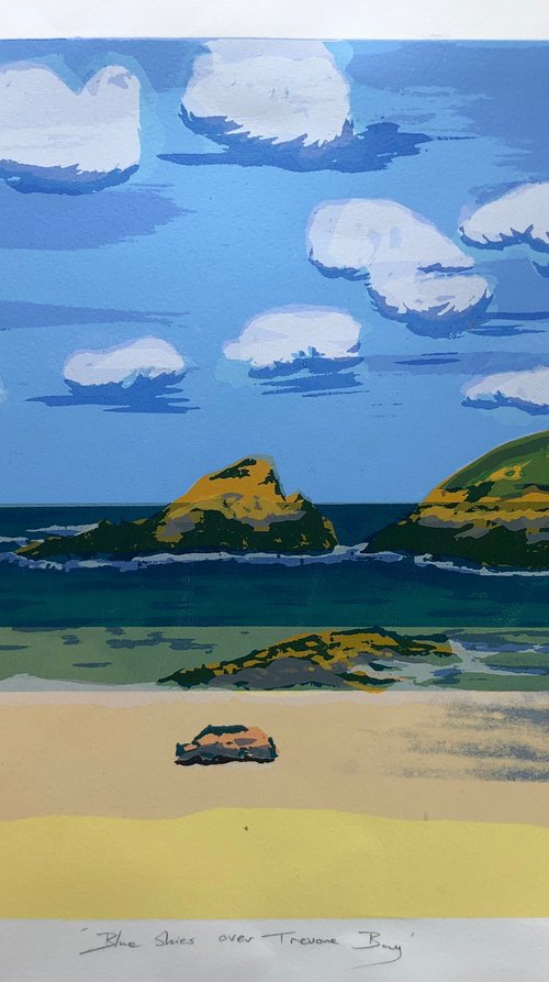 Blue Skies Over Trevone Bay by Marian Carter